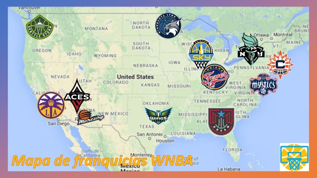 Mapa de franquicias WNBA